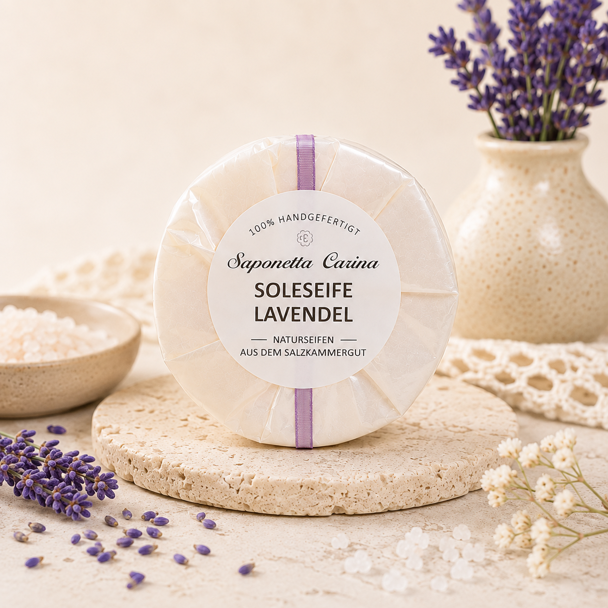 Salzprinzen Seife rund- Lavendel